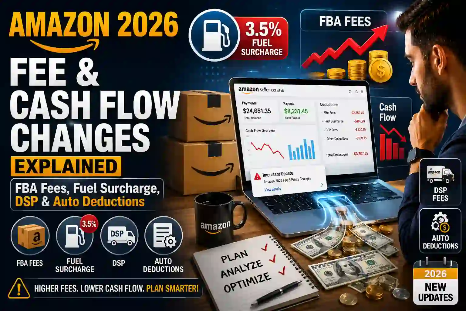 Amazon 2026 Fee & Cash Flow Changes Explained | FBA Fees, Fuel Surcharge, DSP & Auto Deductions